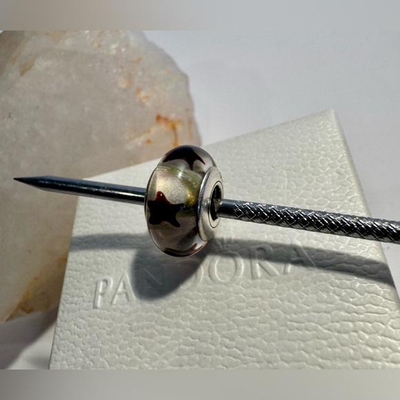 Retired Pandora Maroon Stars Murano Glass S925 Ale Charm - Picture 14 of 14